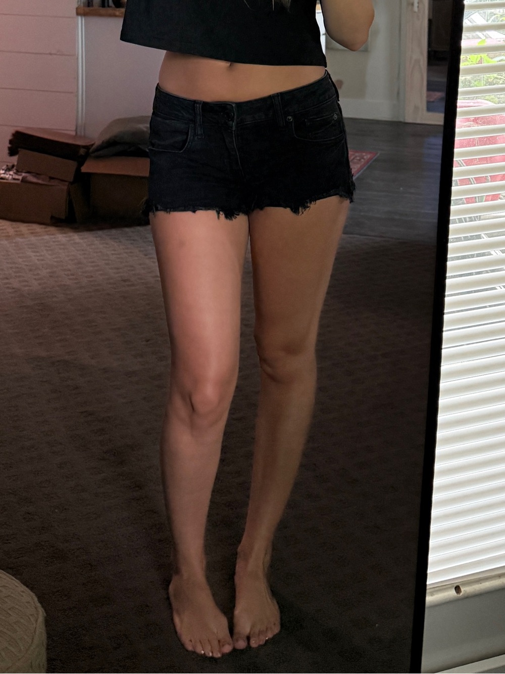 American Eagle Outfitters Black Denim Cutoff Shorts